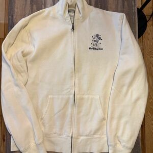 Vintage Disney World Cream Zip-Up Mickey Mouse Jacket with black eyelash detail